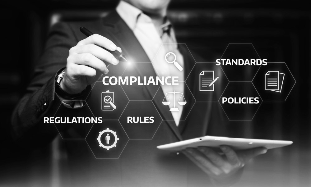 Compliance Rules Law Regulation Policy Business Technology concept.